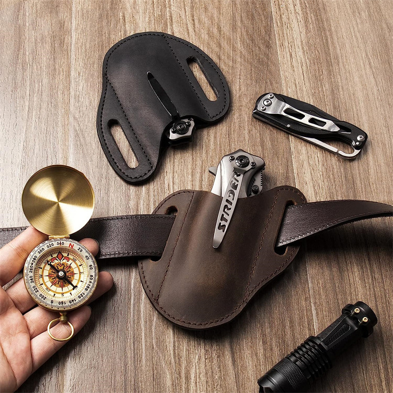 Edc Carry Belt - حافظة جلدية أصلية لحامل سكاكين قابل