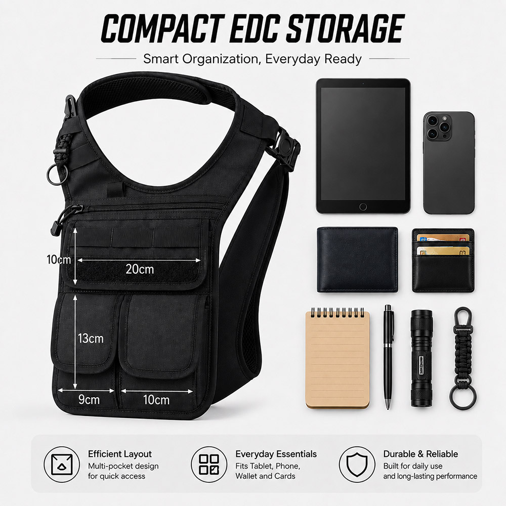 حقيبة كتف تكتيكية مخفية من QX  - مراجعة Edc Carry Bag For Men وسعره