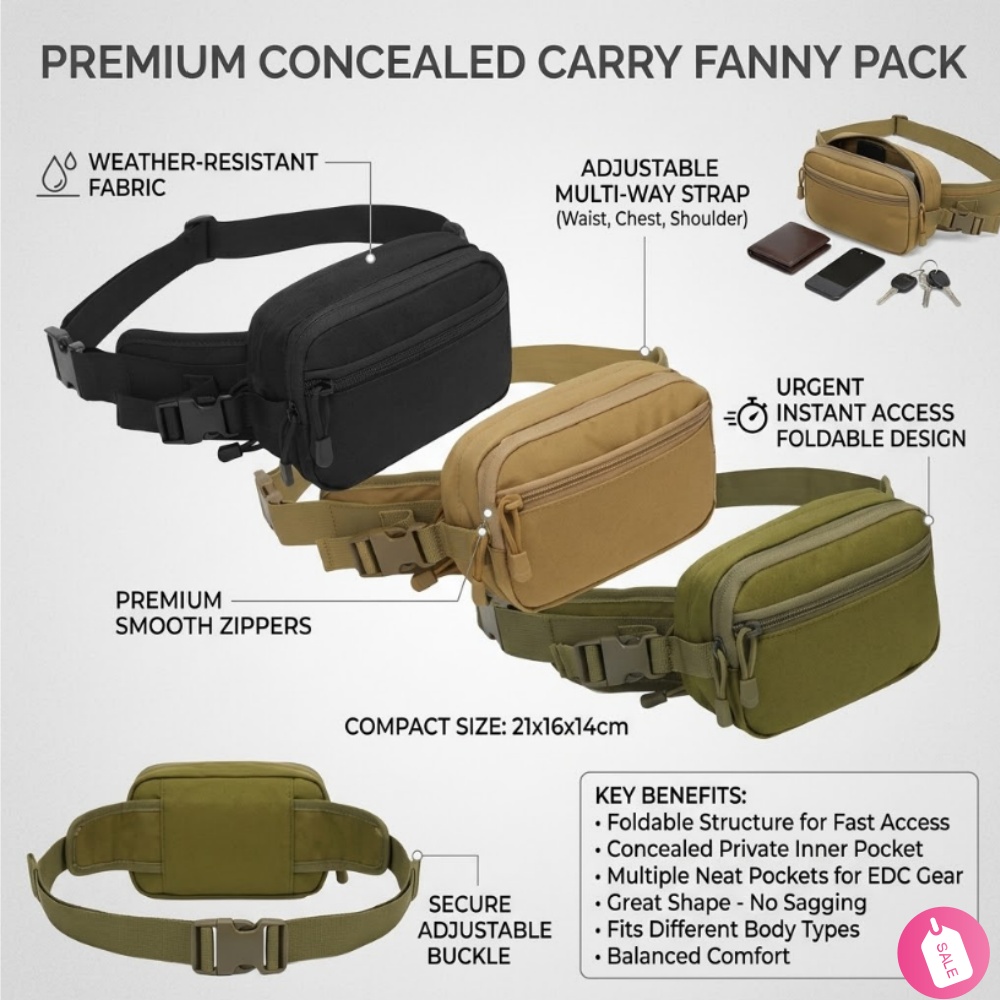 حقيبة خصر تكتيكية للحمل المخفي - مراجعة Edc Concealed Carry Fanny Pack وسعره